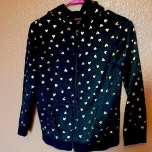 Cat and jack zip hoodie with gold hearts